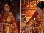 Rekha dazzles in a traditional Kanjeevaram saree by Manish Malhotra. Rekha dazzles in a traditional Kanjeevaram saree by Manish Malhotra.