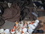 Blankets and food from the last days of incarceration of prisoners lie in one cell room at underground prison "Branch 215" which was operated by Syrian Military Intelligence, after rebels seized the capital and ousted Syria's Bashar al-Assad, in Damascus, Syria 