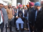 Shiromani Akali Dal (SAD) leader Sukhbir Singh Badal at the Golden Temple complex in Amritsar on Friday. (Sameer Sehgal/HT) Shiromani Akali Dal (SAD) leader Sukhbir Singh Badal at the Golden Temple complex in Amritsar on Friday. (Sameer Sehgal/HT)