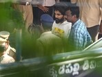 Actor Allu Arjun comes out of the Chikkadpally police station following his arrest by the police in Hyderabad on December 13, 2024. Actor Allu Arjun comes out of the Chikkadpally police station following his arrest by the police in Hyderabad on December 13, 2024.
