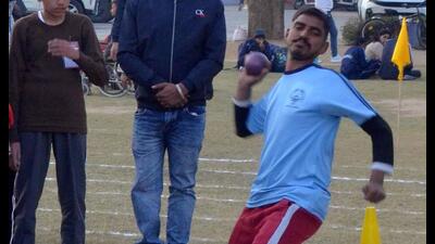 A palyer in action at the Special Olympic Games in Ludhiana on Friday. (HT Photo) A palyer in action at the Special Olympic Games in Ludhiana on Friday. (HT Photo)