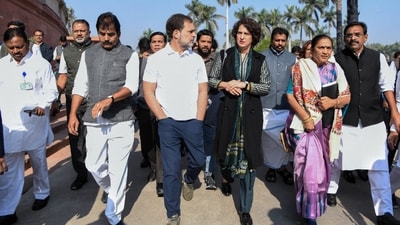 Rahul Gandhi lauded Priyanka Gandhi's speech in the Lok Sabha on Friday. (ANI) Rahul Gandhi lauded Priyanka Gandhi's speech in the Lok Sabha on Friday. (ANI)