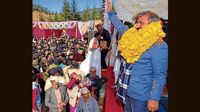 Chief minister Sukhvinder Singh Sukhu at an event in Kupvi subdivision in Shimla on Friday. (HT photo)