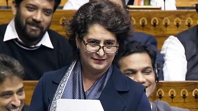 Congress MP Priyanka Gandhi Vadra speaks in the Lok Sabha during the Winter Session of Parliament on Friday (ANI/Sansad TV) Congress MP Priyanka Gandhi Vadra speaks in the Lok Sabha during the Winter Session of Parliament on Friday (ANI/Sansad TV)