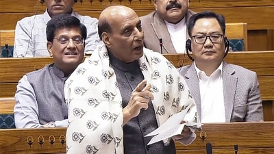 Defence ninister Rajnath Singh speaks in Lok Sabha on Friday. (ANI) Defence ninister Rajnath Singh speaks in Lok Sabha on Friday. (ANI)