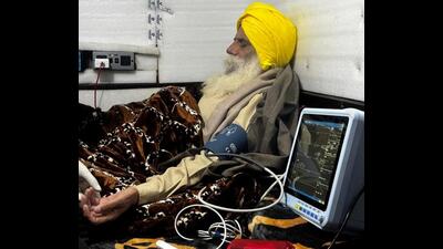 Deputy commissioners of Jind and Ambala have written to their Sangrur counterpart, asking to provide immediate medical assistance to farmer leader Jagjit Singh Dallewal. (HT Photo) Deputy commissioners of Jind and Ambala have written to their Sangrur counterpart, asking to provide immediate medical assistance to farmer leader Jagjit Singh Dallewal. (HT Photo)