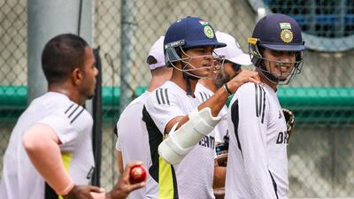 India’s Yashasvi Jaiswal with teammate Shubman Gill during a training session at The Gabba in Brisbane on Friday ahead of the third Test against Australia. (AFP) India’s Yashasvi Jaiswal with teammate Shubman Gill during a training session at The Gabba in Brisbane on Friday ahead of the third Test against Australia. (AFP)