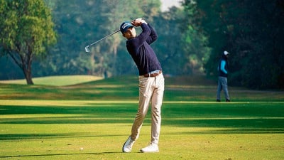 International winner Ajeetesh began the day on a positive note with a birdie on the second but then had some anxious moments with bogeys on the eighth and ninth. (HT)