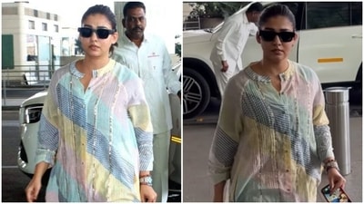 Nayanthara gets clicked at the Mumbai airport. Nayanthara gets clicked at the Mumbai airport.