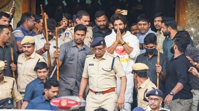 Telugu actor Allu Arjun had to spend the night in jail due to issues with bail documents (PTI) Telugu actor Allu Arjun had to spend the night in jail due to issues with bail documents (PTI)