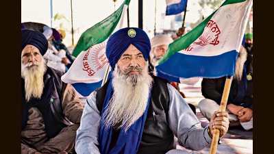 Punjab farmers at the Shambhu Border amid the ongoing protest by farmers to press the central government to accept their demands including a legal guarantee to the MSP on crops, in Patiala district, Friday. (PTI) Punjab farmers at the Shambhu Border amid the ongoing protest by farmers to press the central government to accept their demands including a legal guarantee to the MSP on crops, in Patiala district, Friday. (PTI)