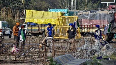 Farmers at the Shambhu border a day after their Dilli Chalo march was suspended, in Patiala, Punjab, Monday, Dec. 9, 2024. (PTI) Farmers at the Shambhu border a day after their Dilli Chalo march was suspended, in Patiala, Punjab, Monday, Dec. 9, 2024. (PTI)
