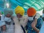 Veteran farmer leader Jagjit Singh Dallewal being helped to the media interaction on Saturday. (HT Photo) Veteran farmer leader Jagjit Singh Dallewal being helped to the media interaction on Saturday. (HT Photo)