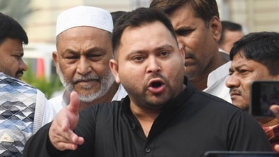 Slamming the government, RJD leader Tejashwi Yadav said that the youths of Bihar will "show a mirror to NDA leaders" in the 2025 assembly polls, (Santosh Kumar/HT file image)