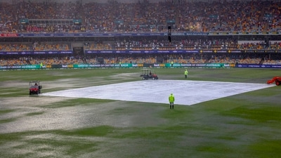 General view of covers on the pitch as it rain during play on day one. (AP) General view of covers on the pitch as it rain during play on day one. (AP)