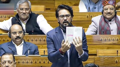BJP MP Anurag Singh Thakur speaks in the Lok Sabha during the Winter session of Parliament, in New Delhi, Saturday, (PTI) BJP MP Anurag Singh Thakur speaks in the Lok Sabha during the Winter session of Parliament, in New Delhi, Saturday, (PTI)