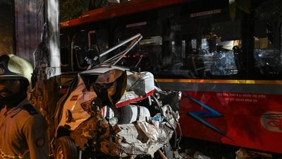 The crash occurred on Monday. (Photo by Raju Shinde/HT Photo) (Hindustan Times)