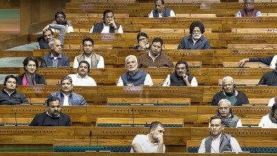 Opposition MPs in the House during the Winter session of Parliament, in New Delhi on Saturday. (PTI)