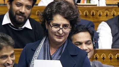 Congress MP Priyanka Gandhi Vadra speaks in the Lok Sabha during the Winter Session of Parliament on Friday. (Sansad TV) Congress MP Priyanka Gandhi Vadra speaks in the Lok Sabha during the Winter Session of Parliament on Friday. (Sansad TV)