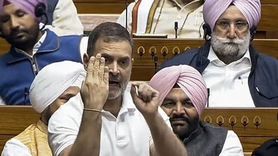 Lok Sabha LoP Rahul Gandhi speaks in the House during the Winter Session of the Parliament, in New Delhi on Saturday. (ANI) Lok Sabha LoP Rahul Gandhi speaks in the House during the Winter Session of the Parliament, in New Delhi on Saturday. (ANI)