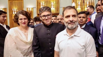 A file photo of Leader of Opposition in Lok Sabha Rahul Gandhi and Congress general secretary Priyanka Gandhi Vadra with CM Omar Abdullah during his swearing-in ceremony. (PTI) A file photo of Leader of Opposition in Lok Sabha Rahul Gandhi and Congress general secretary Priyanka Gandhi Vadra with CM Omar Abdullah during his swearing-in ceremony. (PTI)
