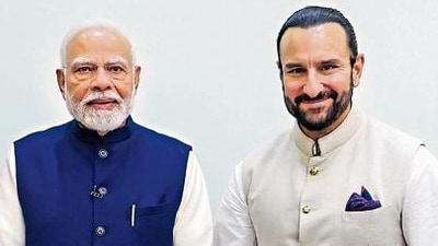 Saif Ali Khan poses with PM Narendra Modi at the recent meeting in Delhi. Saif Ali Khan poses with PM Narendra Modi at the recent meeting in Delhi.