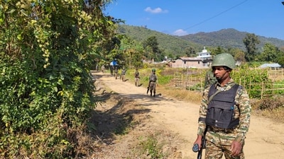 Security personnel in Manipur on Saturday. (PTI) Security personnel in Manipur on Saturday. (PTI)