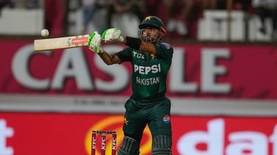 Pakistan's Babar Azam plays a shot during the first T20 cricket match between South Africa and Pakistan at the Kingsmead stadium. (AP Photo/ Themba Hadebe) (AP) Pakistan's Babar Azam plays a shot during the first T20 cricket match between South Africa and Pakistan at the Kingsmead stadium. (AP Photo/ Themba Hadebe) (AP)