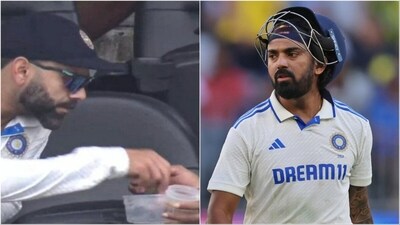 Virat Kohli (L) takes a bite as KL Rahul shares lunch with him (X/AP) Virat Kohli (L) takes a bite as KL Rahul shares lunch with him (X/AP)