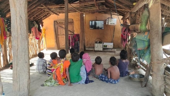 The television sets were installed after the village was electrified through solar energy, an official said. (HT photo)