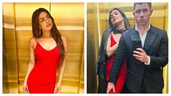 For a more casual, yet glam night out with Nick Jonas in Jeddah, she opted for a sleek red dress with spagetti straps. It has a sultry glam energy, making it perfect for date nights.(Instagram)