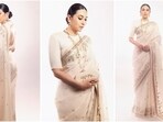 Karisma Kapoor dazzles in ivory saree at Raj Kapoor's 100th birth anniversary celebration.