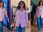 Nita Ambani dazzled at the Women's Premier League auction in a chic pastel pink blazer. Nita Ambani dazzled at the Women's Premier League auction in a chic pastel pink blazer.
