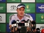India's bowling coach Morne Morkel speaks at a press conference. India's bowling coach Morne Morkel speaks at a press conference.