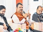 Maharashtra chief minister Devendra Fadnavis with deputy chief ministers Eknath Shinde and Ajit Pawar addresses a press conference on the eve of the Winter session of state Assembly, in Nagpur, Sunday. (PTI) Maharashtra chief minister Devendra Fadnavis with deputy chief ministers Eknath Shinde and Ajit Pawar addresses a press conference on the eve of the Winter session of state Assembly, in Nagpur, Sunday. (PTI)