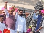 Maharashtra CM Devendra Fadnavis, Deputy CMs Eknath Shinde and Ajit Pawar pay tribute to Chhatrapati Shivaji Maharaj before the Special session of the state Assembly. Maharashtra CM Devendra Fadnavis, Deputy CMs Eknath Shinde and Ajit Pawar pay tribute to Chhatrapati Shivaji Maharaj before the Special session of the state Assembly.