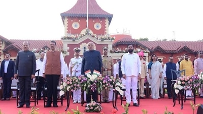 Maharashtra Governor CP Radhakrishnan administered oath of secrecy and integrity to the MLAs. (@mieknathshinde/X) Maharashtra Governor CP Radhakrishnan administered oath of secrecy and integrity to the MLAs. (@mieknathshinde/X)