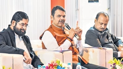 Maharashtra chief minister Devendra Fadnavis with deputy chief ministers Eknath Shinde and Ajit Pawar addresses a press conference on the eve of the Winter session of state Assembly, in Nagpur, Sunday. (PTI) Maharashtra chief minister Devendra Fadnavis with deputy chief ministers Eknath Shinde and Ajit Pawar addresses a press conference on the eve of the Winter session of state Assembly, in Nagpur, Sunday. (PTI)