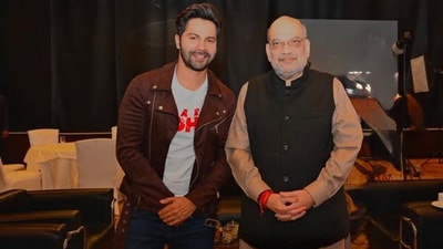 Actor Varun Dhawan with Union home minister Amit Shah in Delhi (Instagram) Actor Varun Dhawan with Union home minister Amit Shah in Delhi (Instagram)