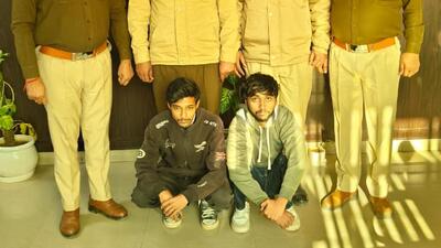 The two accused at Sector 10 police station. (HT Photo) The two accused at Sector 10 police station. (HT Photo)