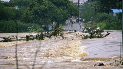 Tirunelveli: A river is seen overflowing at a flood-affected area, in Tirunelveli district, Tamil Nadu on December 13. (PTI) Tirunelveli: A river is seen overflowing at a flood-affected area, in Tirunelveli district, Tamil Nadu on December 13. (PTI)