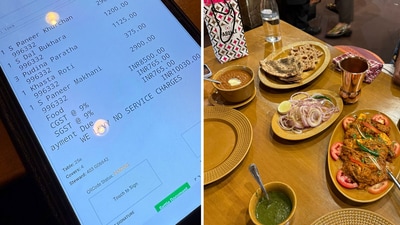 Below the large bill amount, the receipt read: "We levy no service charges." (X/ishansharma7390)