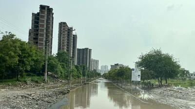 Waterlogged road in Sector 82 during the monsoons this year. (Parveen Kumar/HT Photo) Waterlogged road in Sector 82 during the monsoons this year. (Parveen Kumar/HT Photo)