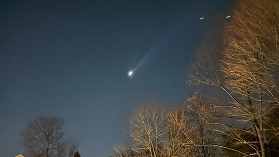 This photo provided by Brian Glenn shows what appears to be multiple drones flying over Bernardsville, N.J., on Thursday, Dec. 5, 2024 (Brian Glenn/TMX via AP, File) (AP)