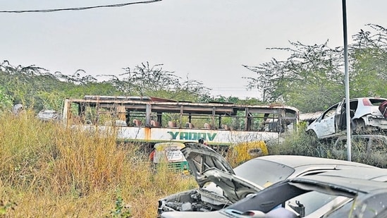 The bus in which the 22-year-old paramedical student was gang-raped and brutally assaulted on December 16, 2012, in Delhi. (Vipin Kumar/HT Photo)