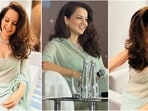 Kangana Ranaut dazzles in teal-green saree at Hyderabad event. Kangana Ranaut dazzles in teal-green saree at Hyderabad event.
