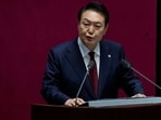 FILE PHOTO: South Korean President Yoon Suk-yeol speaks on the government budget at the National Assembly in Seoul, South Korea,