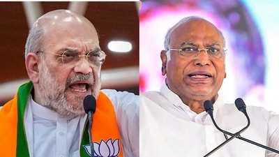 Union home minister Amit Shah and Congress president Mallikarjun Kharge. Union home minister Amit Shah and Congress president Mallikarjun Kharge.