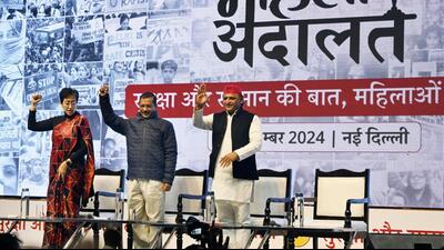Arvind Kejriwal made the comments about BJP during the Mahila Adalat event. (Arvind Yadav/HT Photo) Arvind Kejriwal made the comments about BJP during the Mahila Adalat event. (Arvind Yadav/HT Photo)