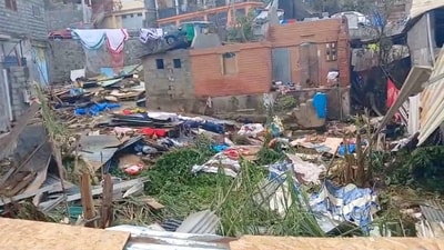 Debris is seen in the aftermath of Cyclone Chido, in Mamoudzou, Mayotte. (REUTERS)